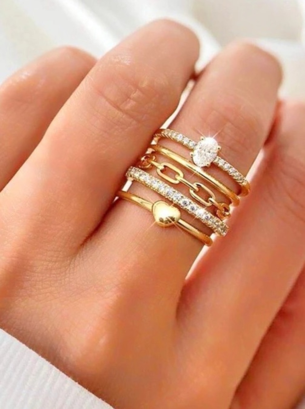 FIASASO Gold Rings for Women Non Tarnish - 5Pcs Dainty Stackable Rings Gold &